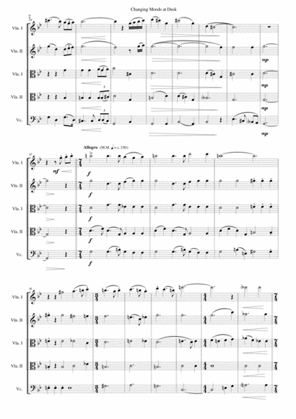 Changing moods at dusk for string quintet (2 violins, 2 violas, 1 cello) image number null