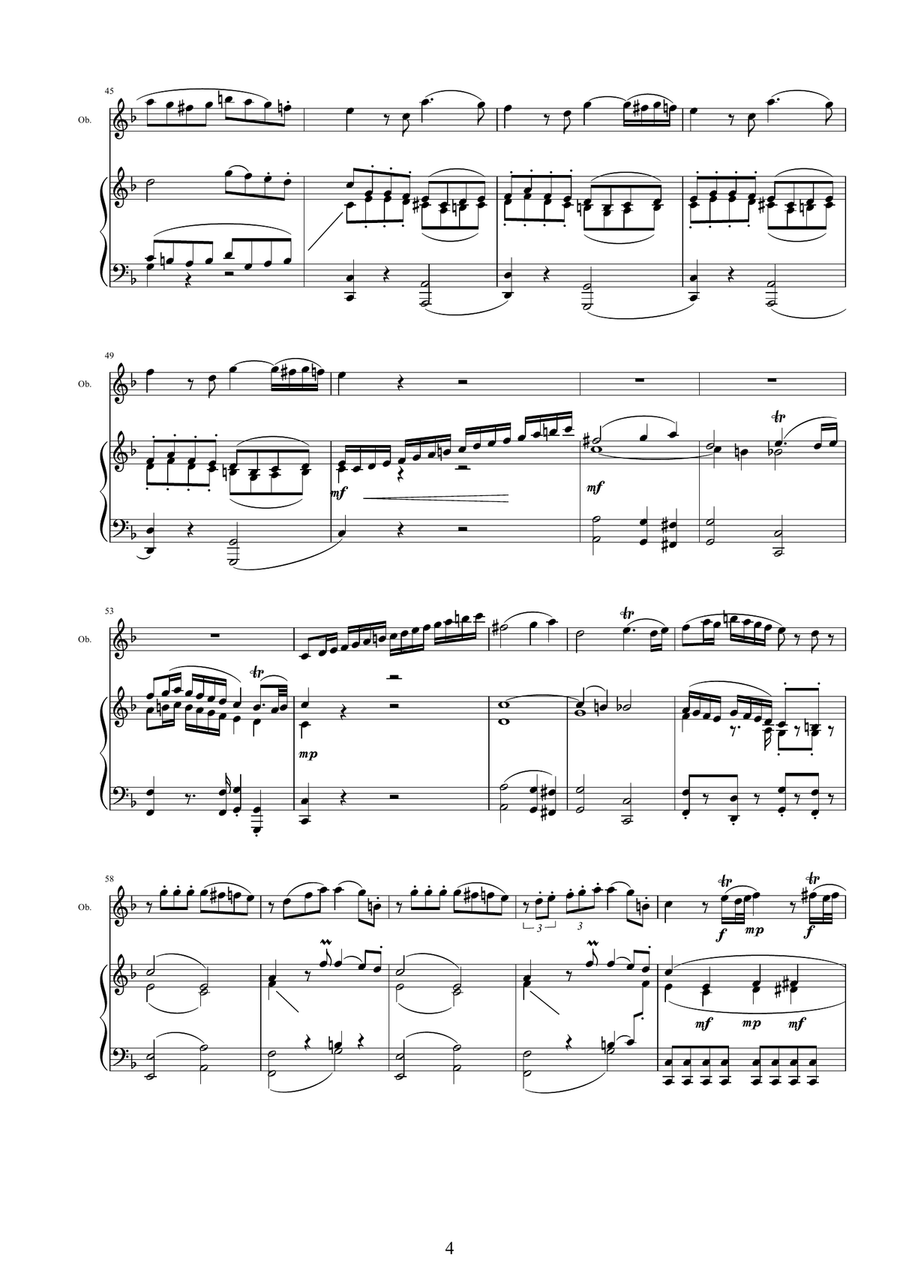 Mozart - Oboe quartet in F major K370 - 1 Allegro - Oboe and Piano Piano scores gallery preview page 4