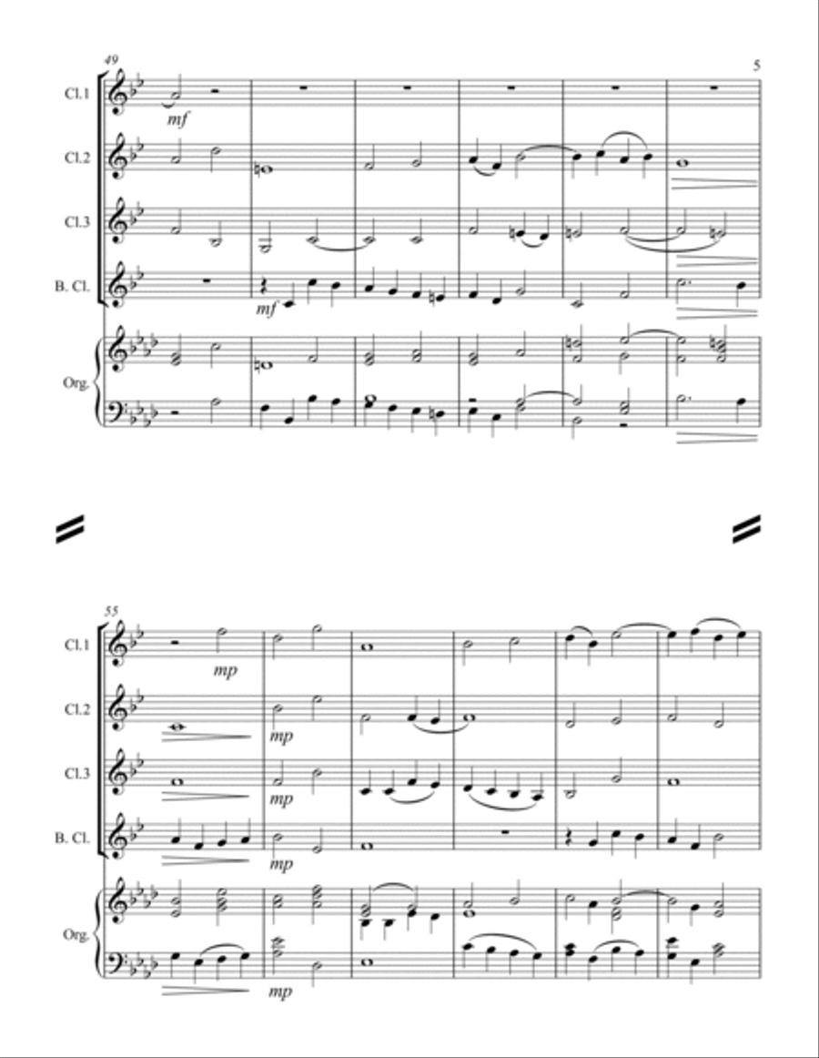 Handel - And With His Stripes We Are Healed (from Messiah) (for Clarinet Quartet & optional Organ) Clarinet Quartet scores gallery preview page 6