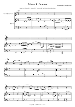 Book cover for Minuet in D-minor (tenor sax & piano)