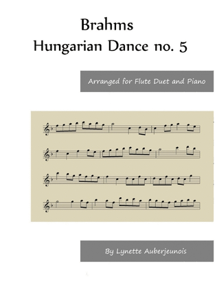 Book cover for Hungarian Dance no. 5 - Flute Duet and Piano