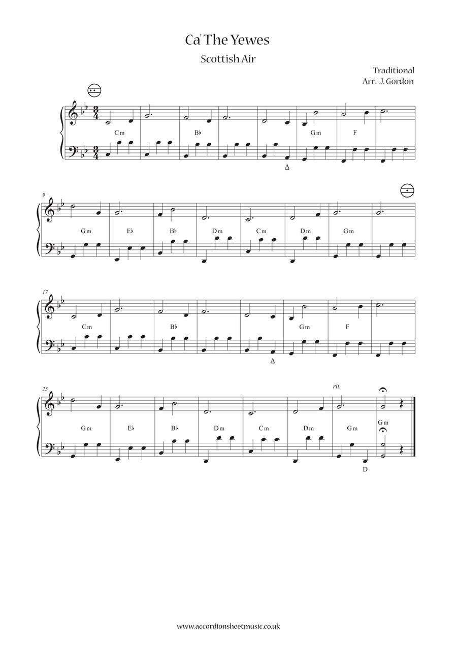 Ca' The Yewes Ca' The Yewes Accordion scores gallery preview page 1