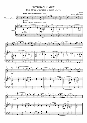 "Emperor's Hymn" from String Quartet in C major, Op. 76 sax alto