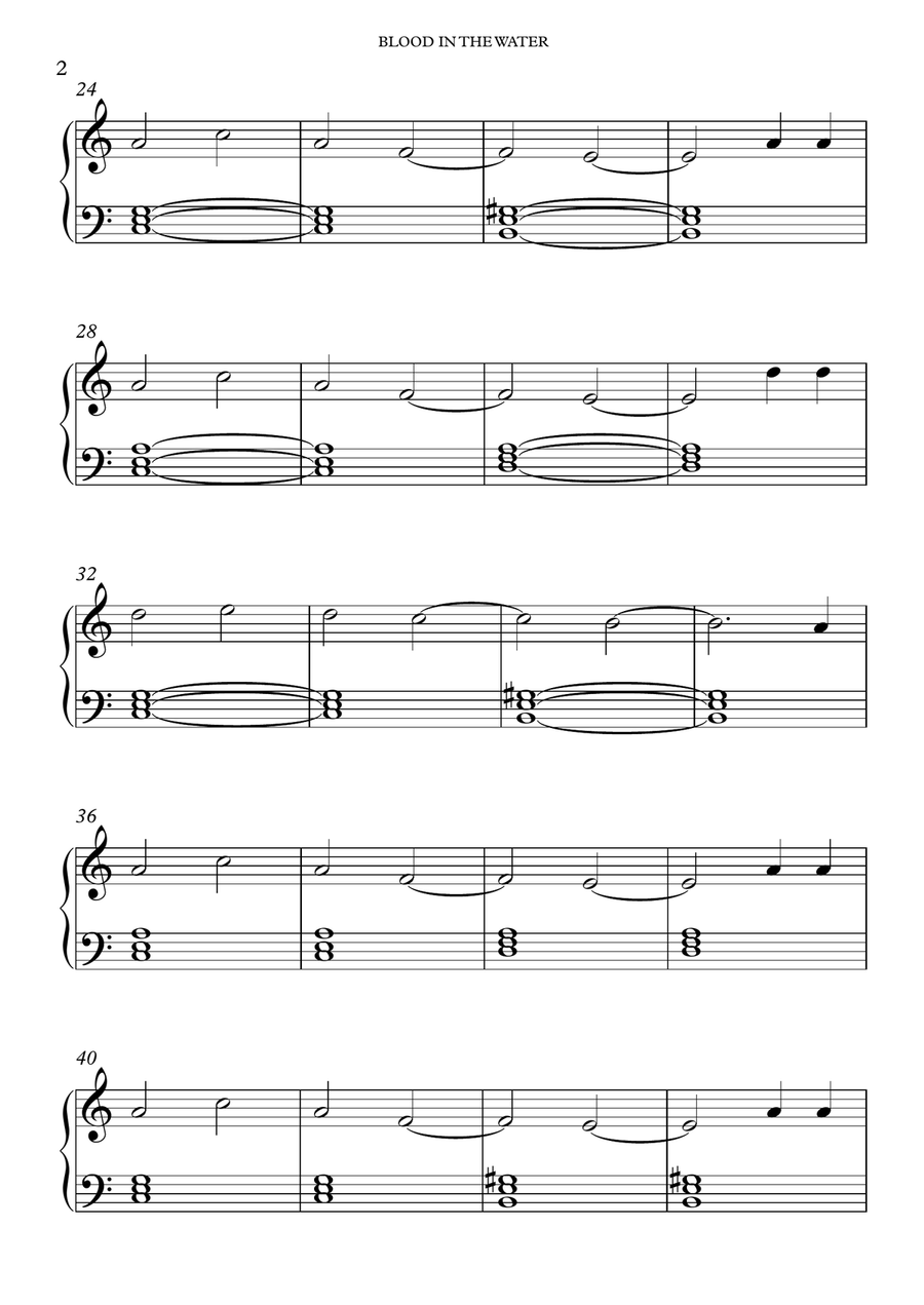 Blood/water Piano Solo scores gallery preview page 2