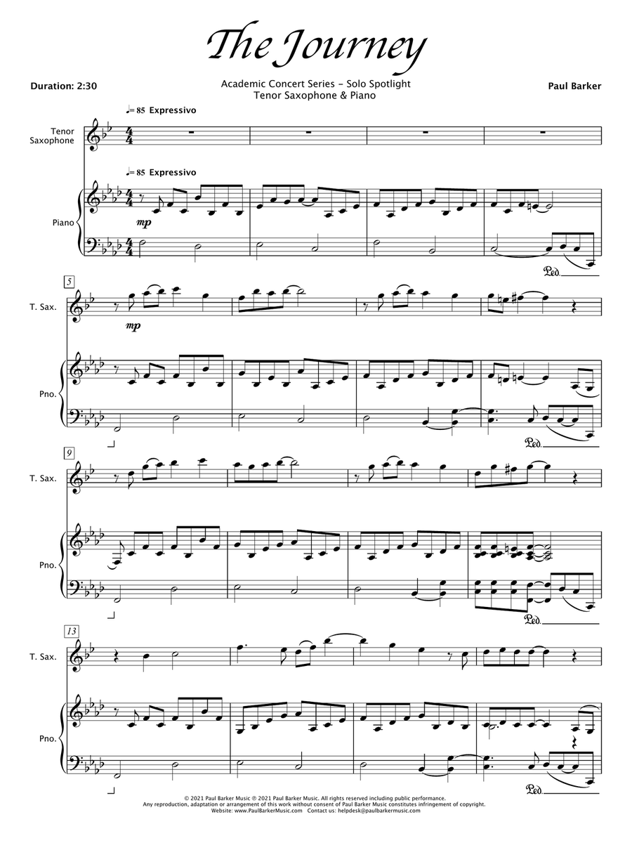The Journey (Tenor Saxophone & Piano) Chamber Music scores gallery preview page 2