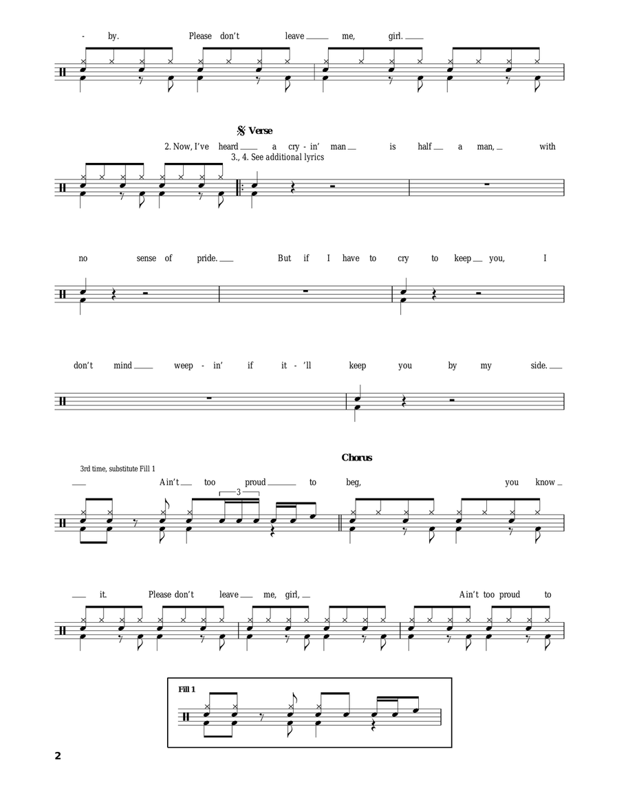 Ain't Too Proud To Beg Drum Set scores gallery preview page 2