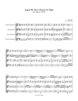 Book cover for Angels We Have Heard On High (Sax Quartet SATB)