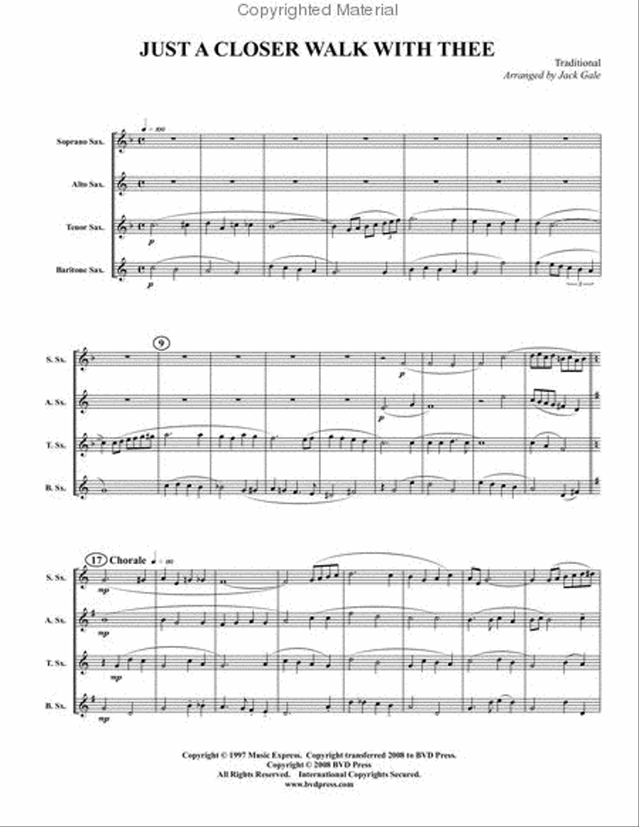Just a Closer Walk Just a Closer Walk Saxophone Quartet scores gallery preview page 2