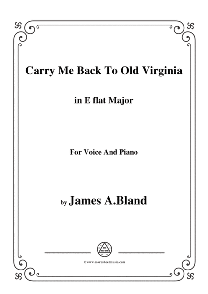 James A. Bland-Carry Me Back To Old Virginny,in E flat Major,for Voice &Pno image number null