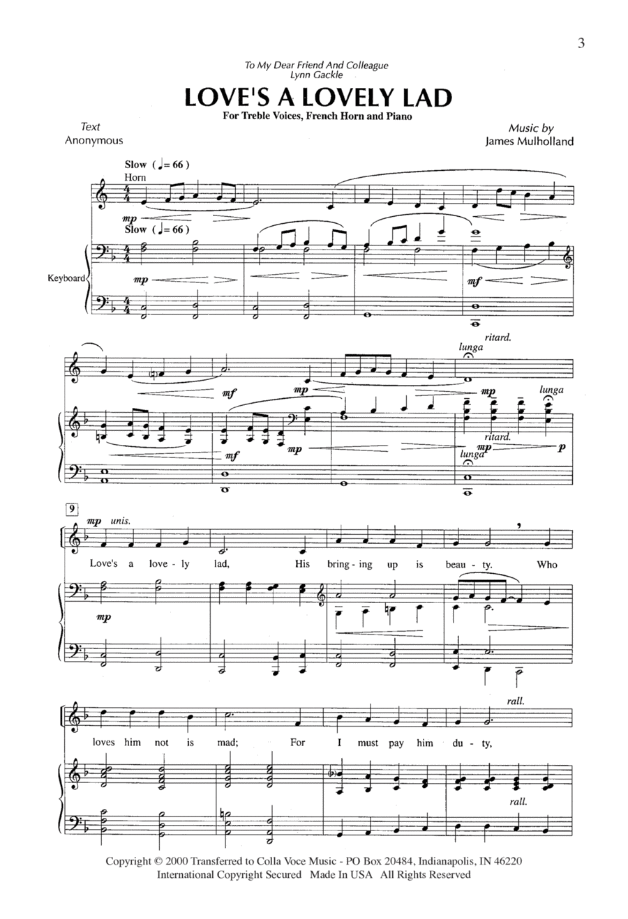 Love's A Lovely Lad SSA scores gallery preview page 1
