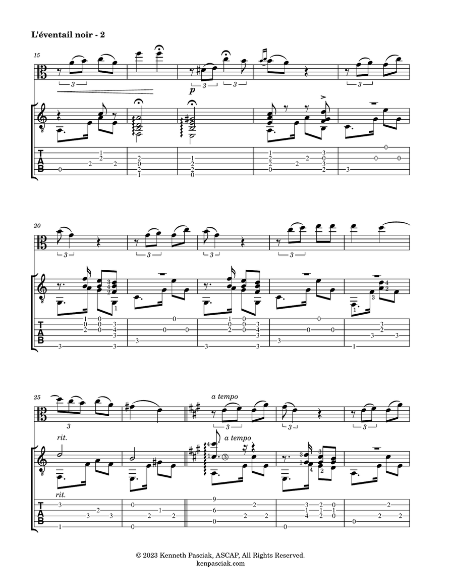 L'éventail noir (for Viola & Guitar) String Duet scores gallery preview page 4