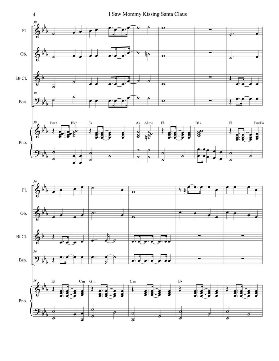 I Saw Mommy Kissing Santa Claus Woodwind Quartet scores gallery preview page 4