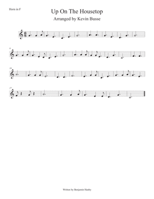 Book cover for Up On The Housetops (Easy key of C) Horn in F