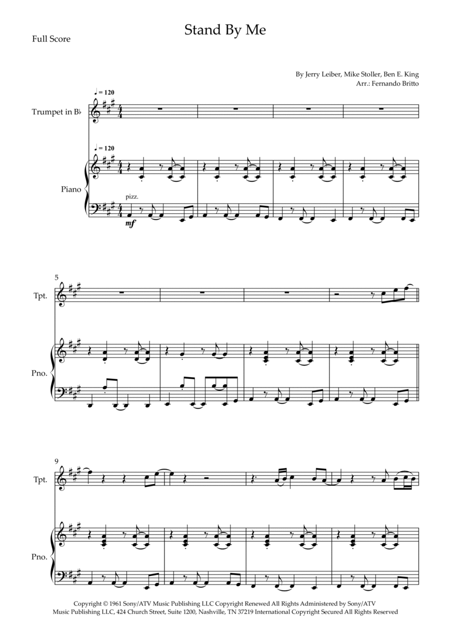 Stand By Me Trumpet Solo scores gallery preview page 1