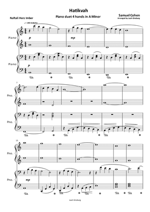 Hatikvah (The Hope) Piano duet