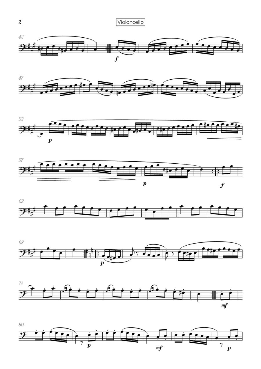 Rondo Alla Turca (Turkish March) • cello sheet music Cello Solo scores gallery preview page 2