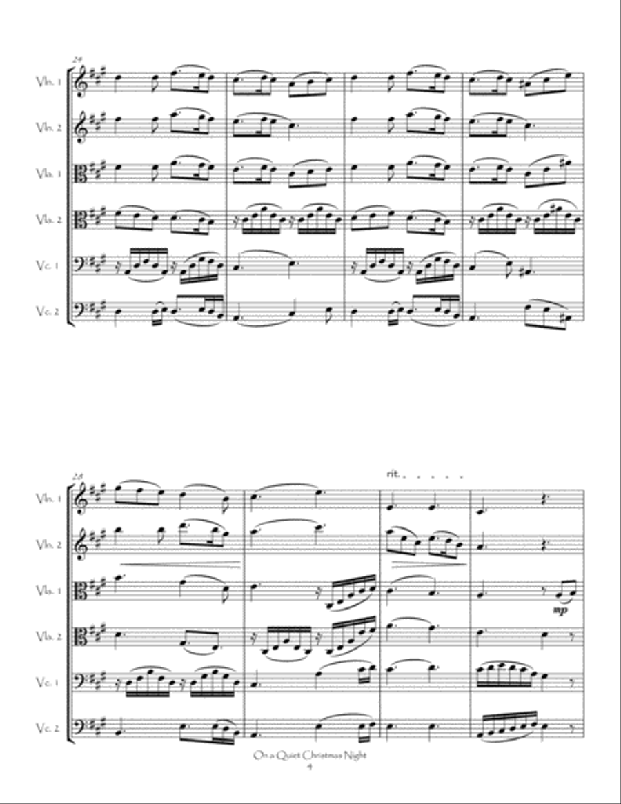 On a Quiet Christmas Night for String Sextet (2 Vln, 2 Vla, & 2 Cellos) String Orchestra scores gallery preview page 6