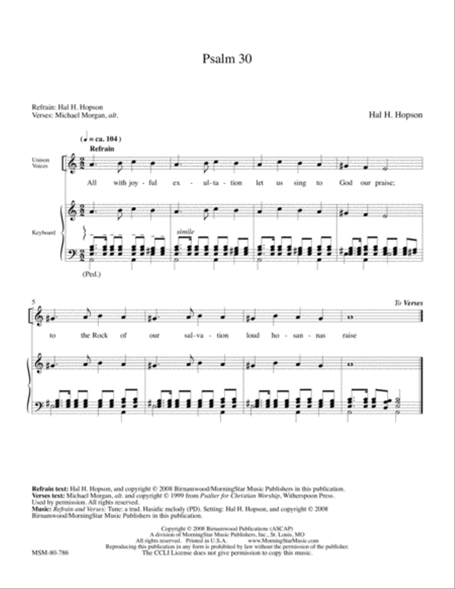 Psalm 30 4-Part scores gallery preview page 1