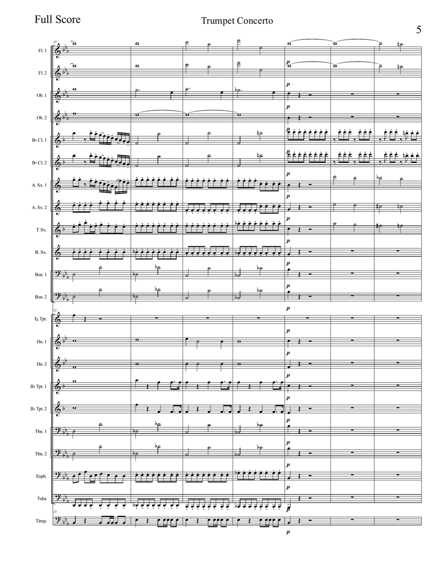 Haydn - Trumpet Concerto in Eb transcribed for Concert Band - First Movement (Score and Parts) Concert Band scores gallery preview page 5