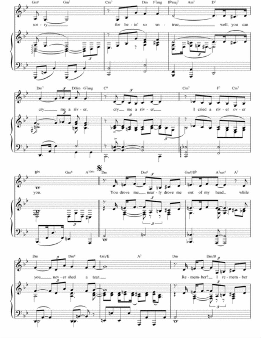 Cry Me A River Easy Piano scores gallery preview page 2
