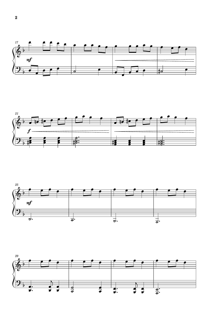 Carol of The Bells - Easy Intermediate Piano in D minor Piano Solo scores gallery preview page 2