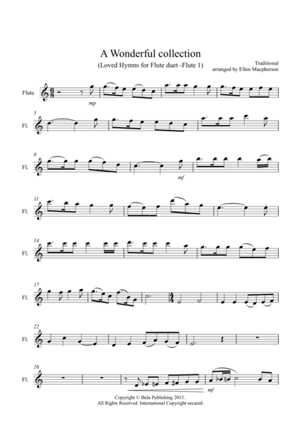 A Wonderful Collection - Loved Hymns for Flute Duet - Flute 1 part image number null