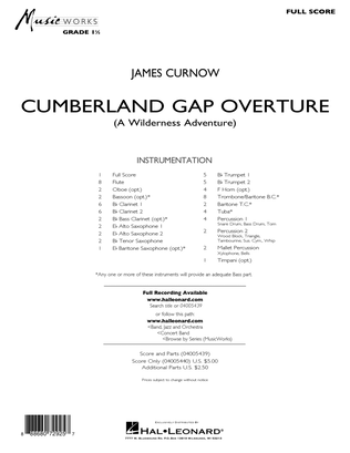 Book cover for Cumberland Gap Overture (A Wilderness Adventure) - Conductor Score (Full Score)