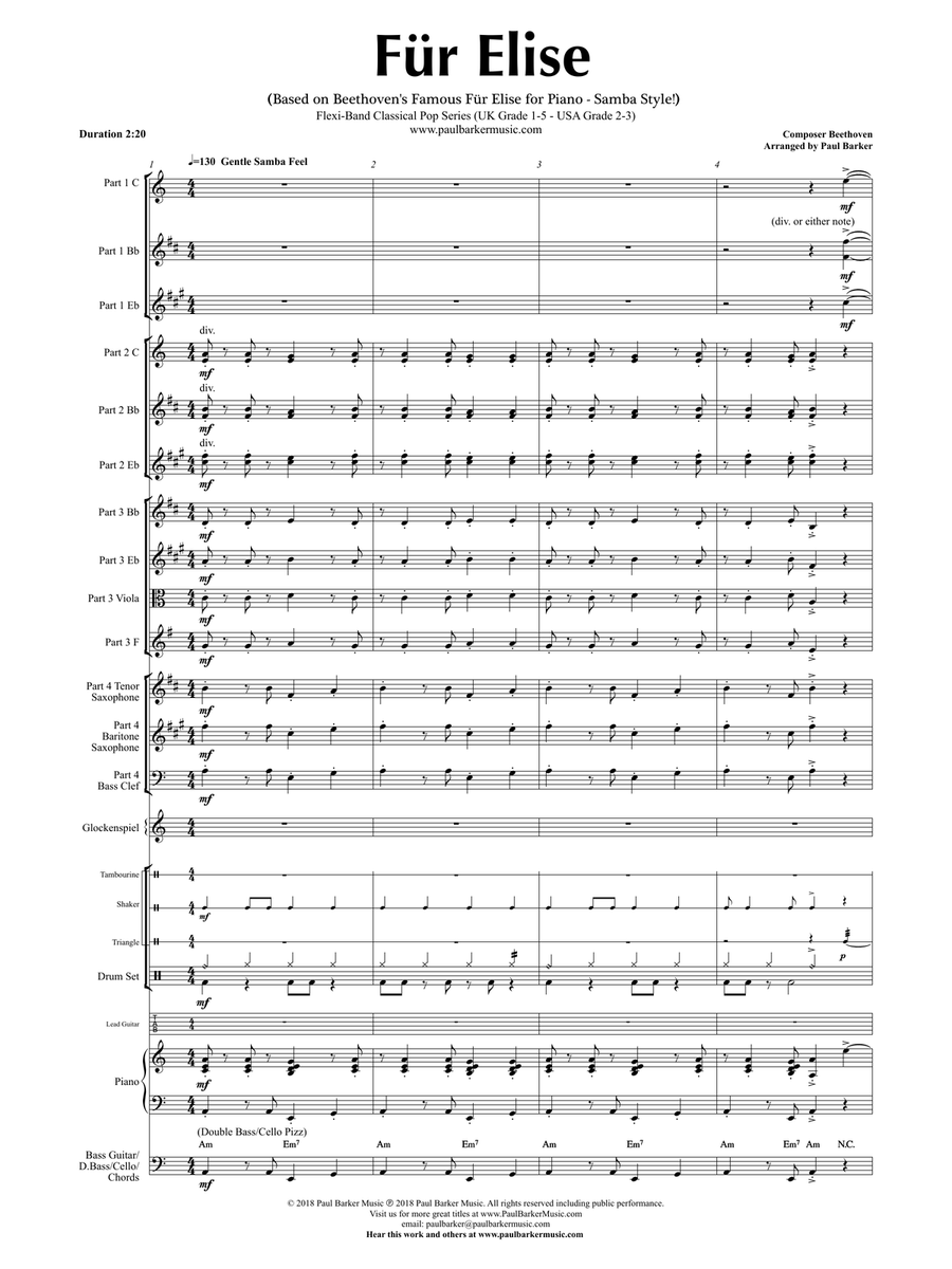 Fur Elise (Flexible Instrumentation) Concert Band scores gallery preview page 4
