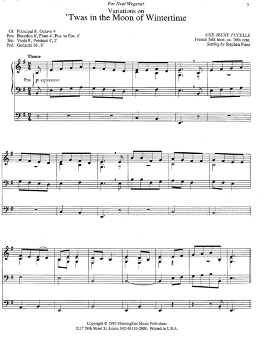 Variations on Twas in the Moon of Wintertime Organ scores gallery preview page 2