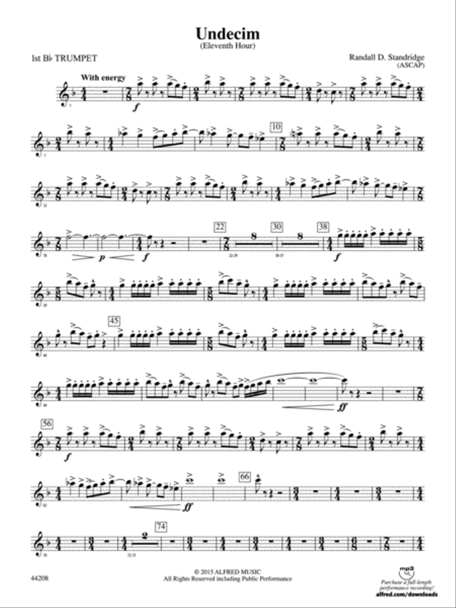 Undecim: 1st B-flat Trumpet Concert Band scores gallery preview page 1
