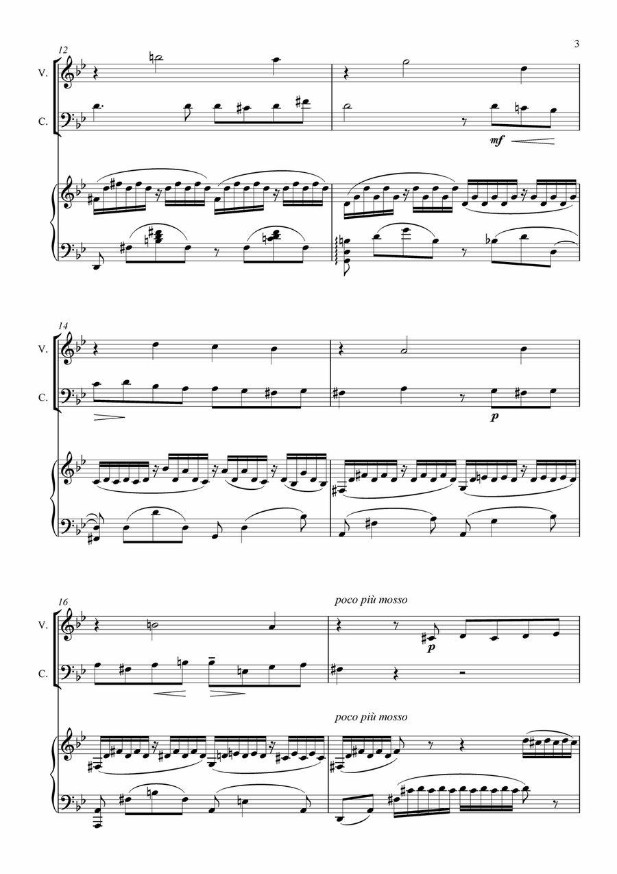 Sergey Rachmaninov-Melody-Op 21 No 9-Arranged for Piano Trio by Svetlana Velichko Piano Trio scores gallery preview page 3