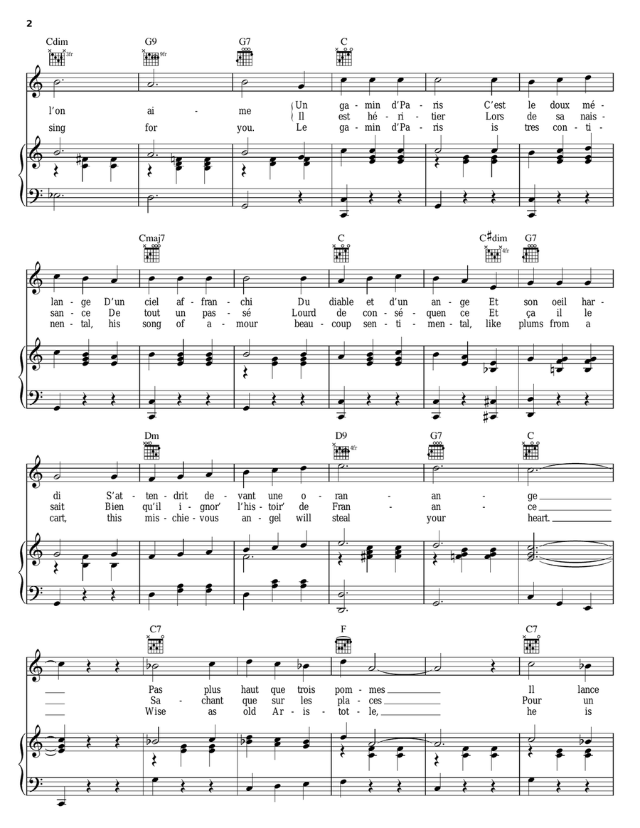 Le Gamin De Paris Le Gamin De Paris Piano, Vocal, Guitar scores gallery preview page 2