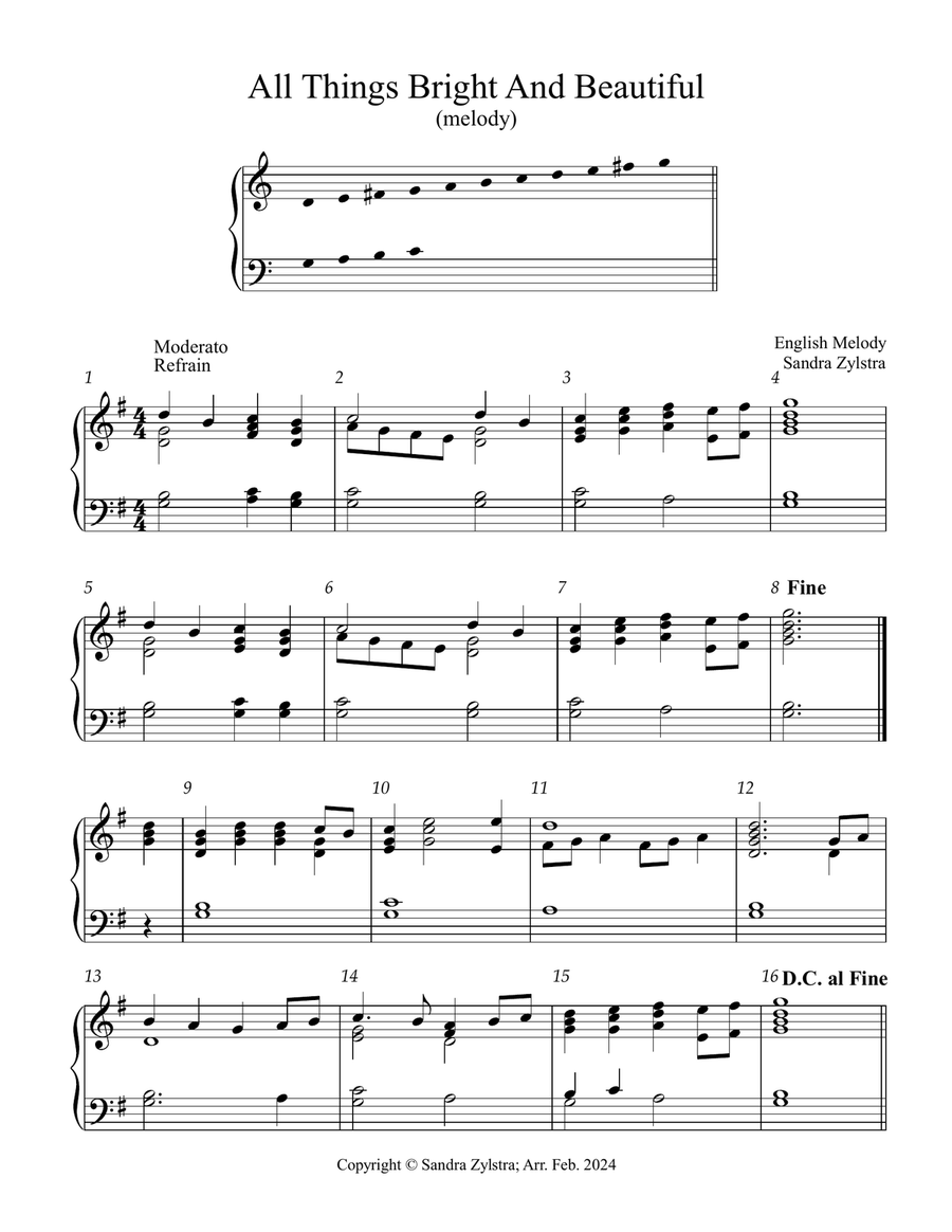 All Things Bright And Beautiful (2 octave handbells) 2-Octaves scores gallery preview page 1