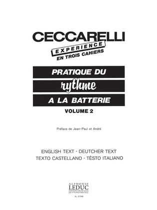 Book cover for Ceccarelli-experience Vol.2 (percussion Solo)