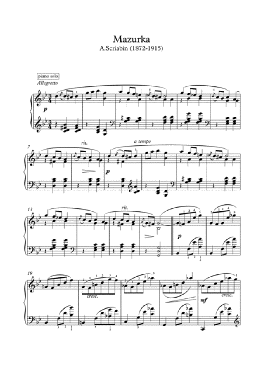 A mazurka by Alexander Scriabin