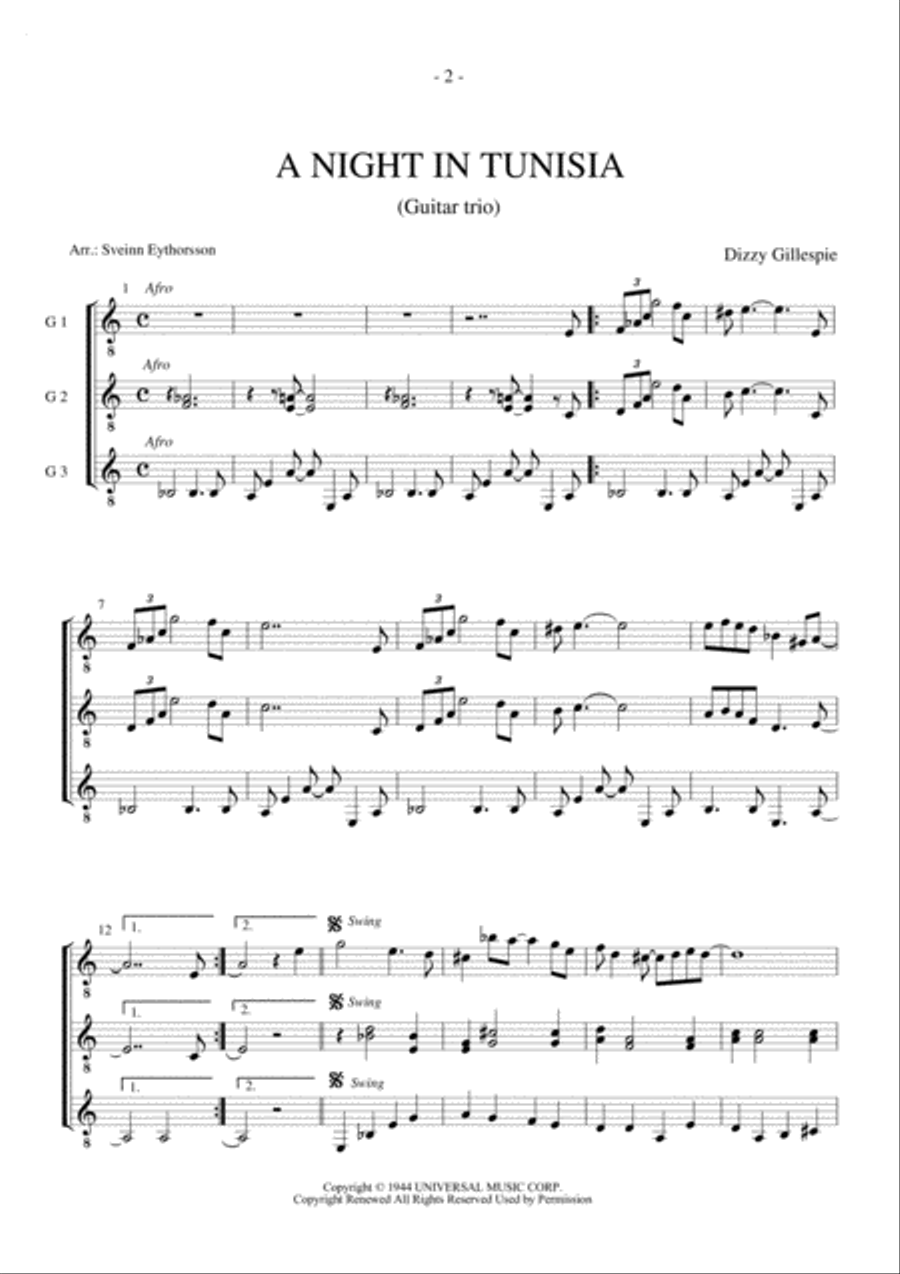 A Night In Tunisia Electric Guitar scores gallery preview page 2