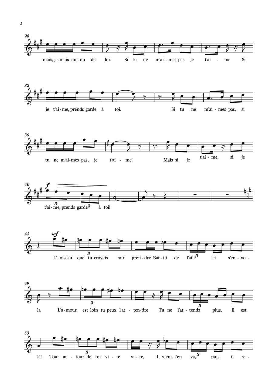 Habanera from Carmen for Guitar with chords and lyrics. Classical Guitar scores gallery preview page 2