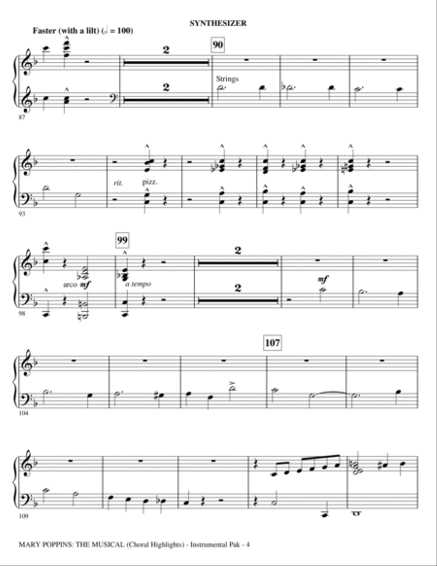 Mary Poppins: The Musical - Synthesizer Choir scores gallery preview page 4