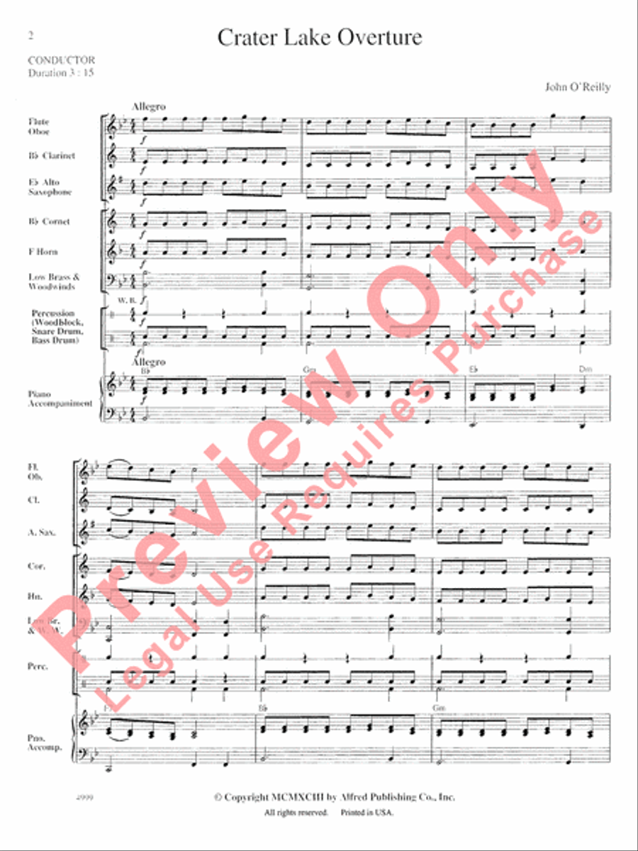 Crater Lake Overture Concert Band scores gallery preview page 3