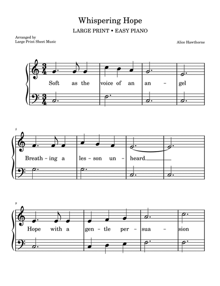 Whispering Hope | LARGE PRINT | EASY PIANO HYMN image number null
