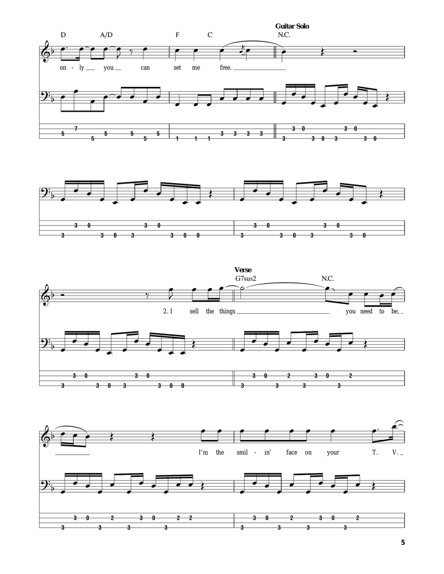 Cult Of Personality Bass Guitar Tablature scores gallery preview page 5