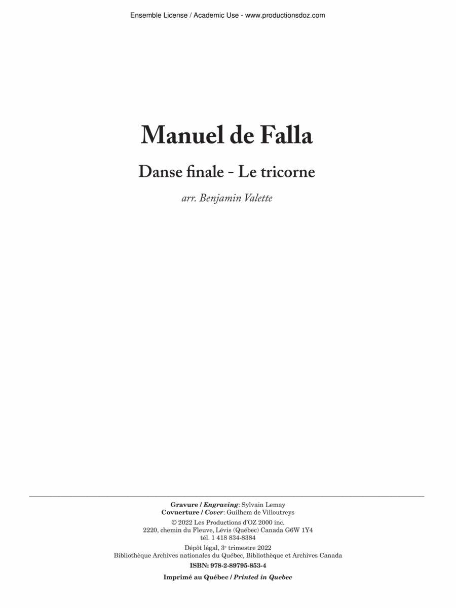 Danse finale - Le tricorne Guitar Ensemble scores gallery preview page 1