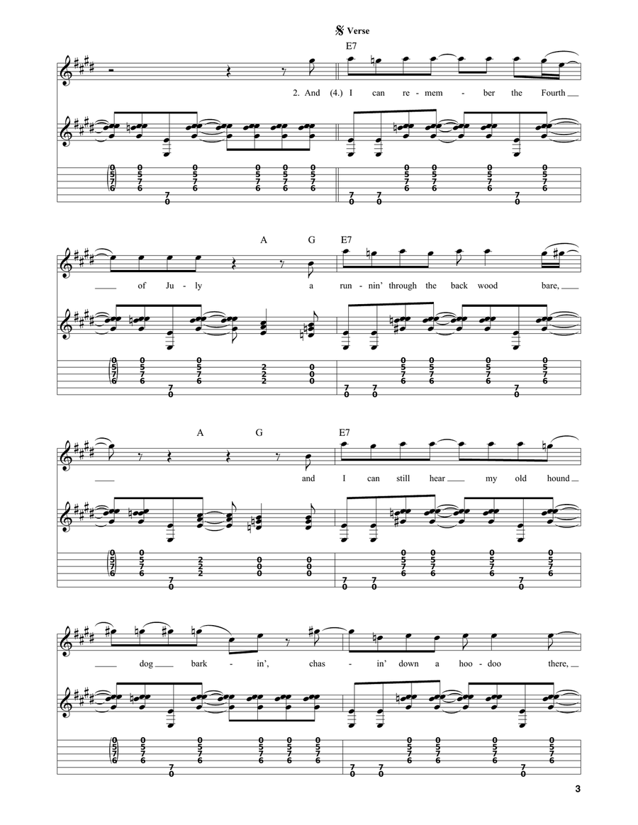 Born On The Bayou Acoustic Guitar scores gallery preview page 3