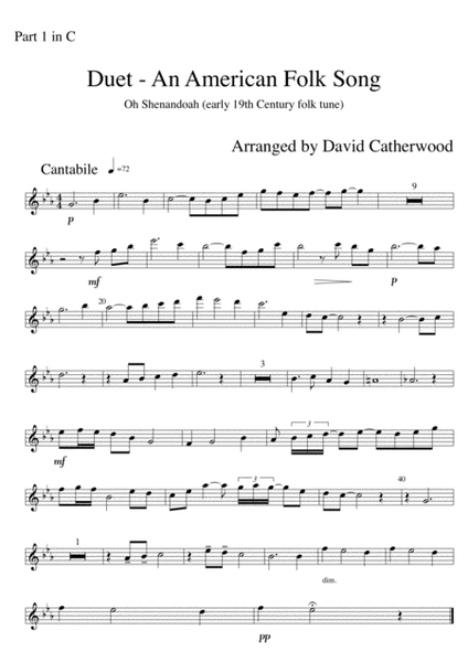 Shenandoah - Instrumental and piano arranged by David Catherwood image number null