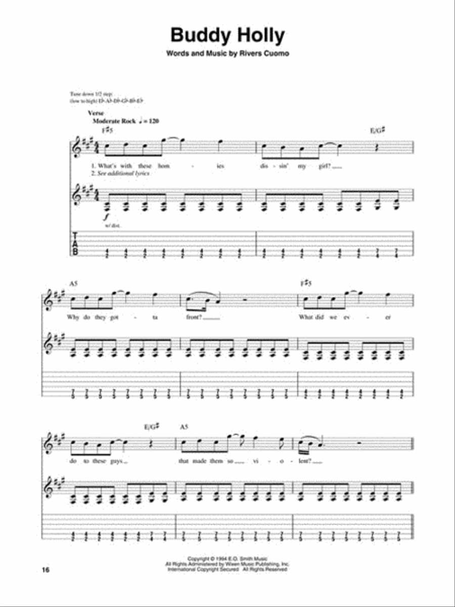 Weezer Weezer Guitar Tablature scores gallery preview page 6