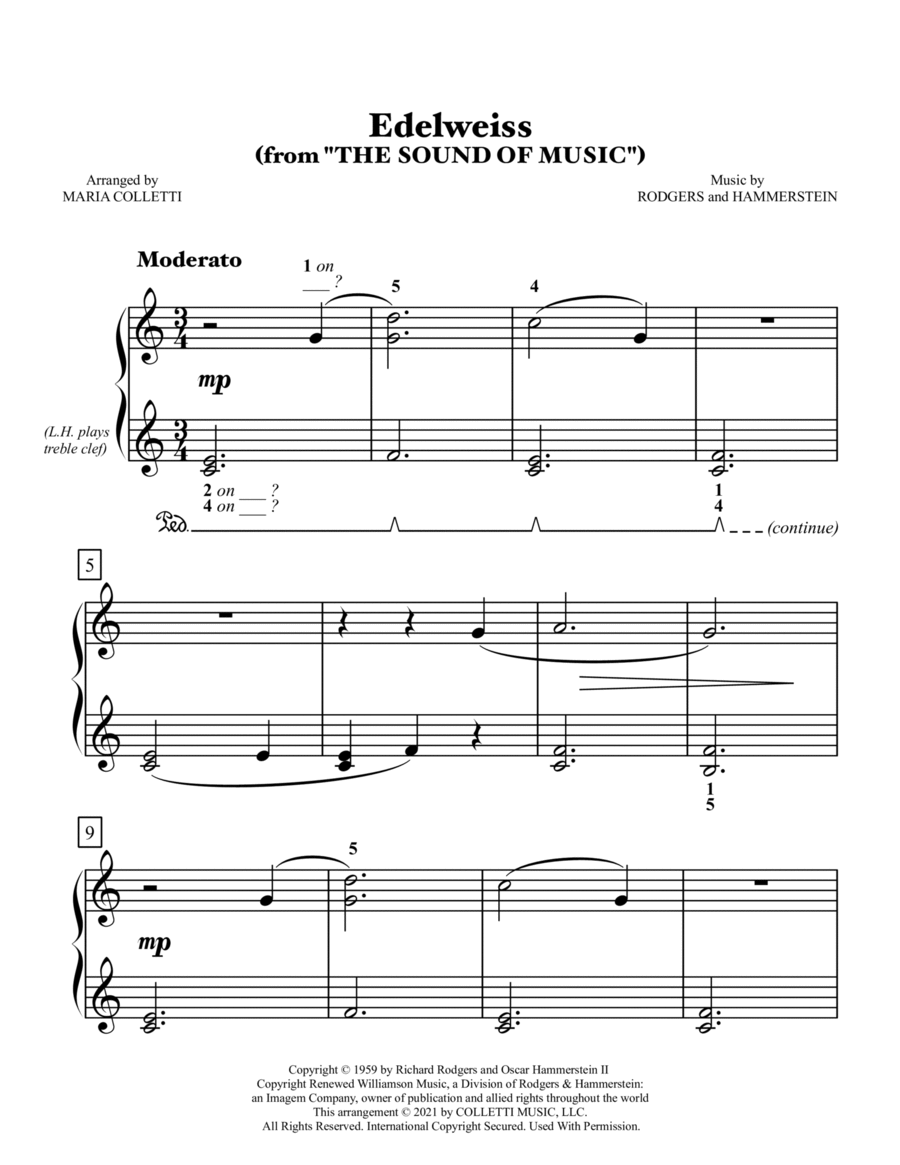 Edelweiss Easy Piano scores gallery preview page 1