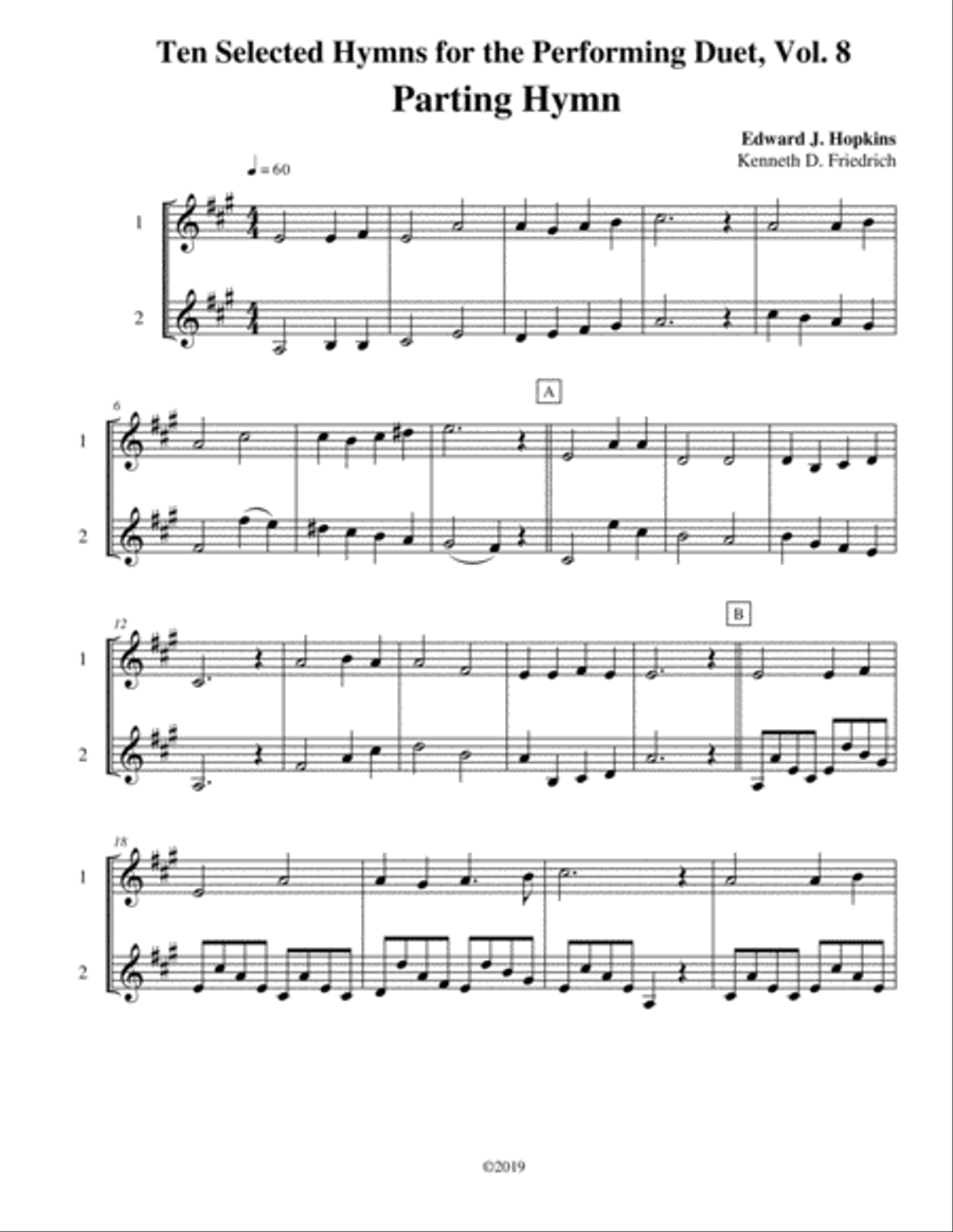 Ten Selected Hymns for the Performing Duet, Vol. 8 - clarinet and bass clarinet Clarinet Duet scores gallery preview page 1