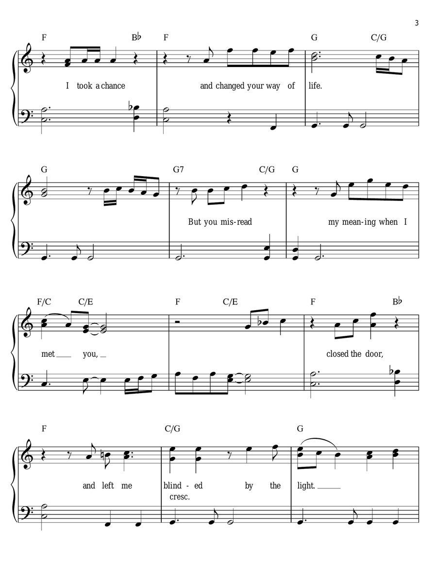 Don't Let The Sun Go Down On Me Easy Piano scores gallery preview page 3