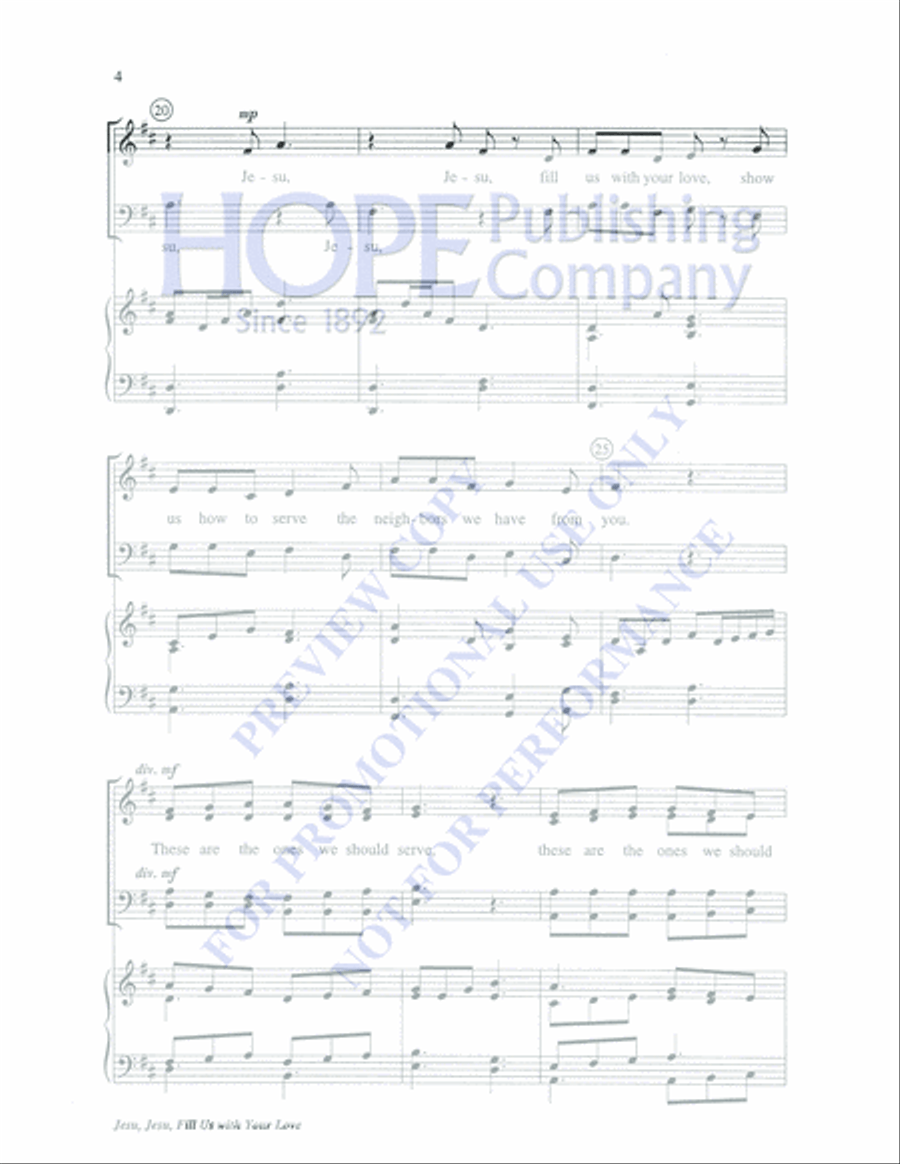 Jesu, Jesu, Fill Us With Your Love 4-Part scores gallery preview page 4