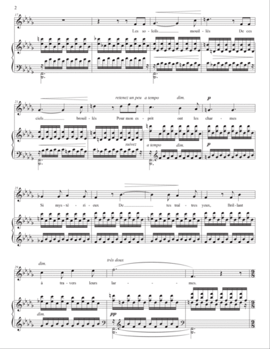 DUPARC: L'invitation au Voyage (transposed to B-flat minor) Voice scores gallery preview page 3